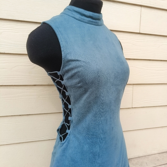 Windsor short sleeveless aqua blue dress size M with two sides on the sides - Picture 3 of 12